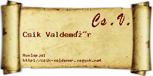 Csik Valdemár névjegykártya
